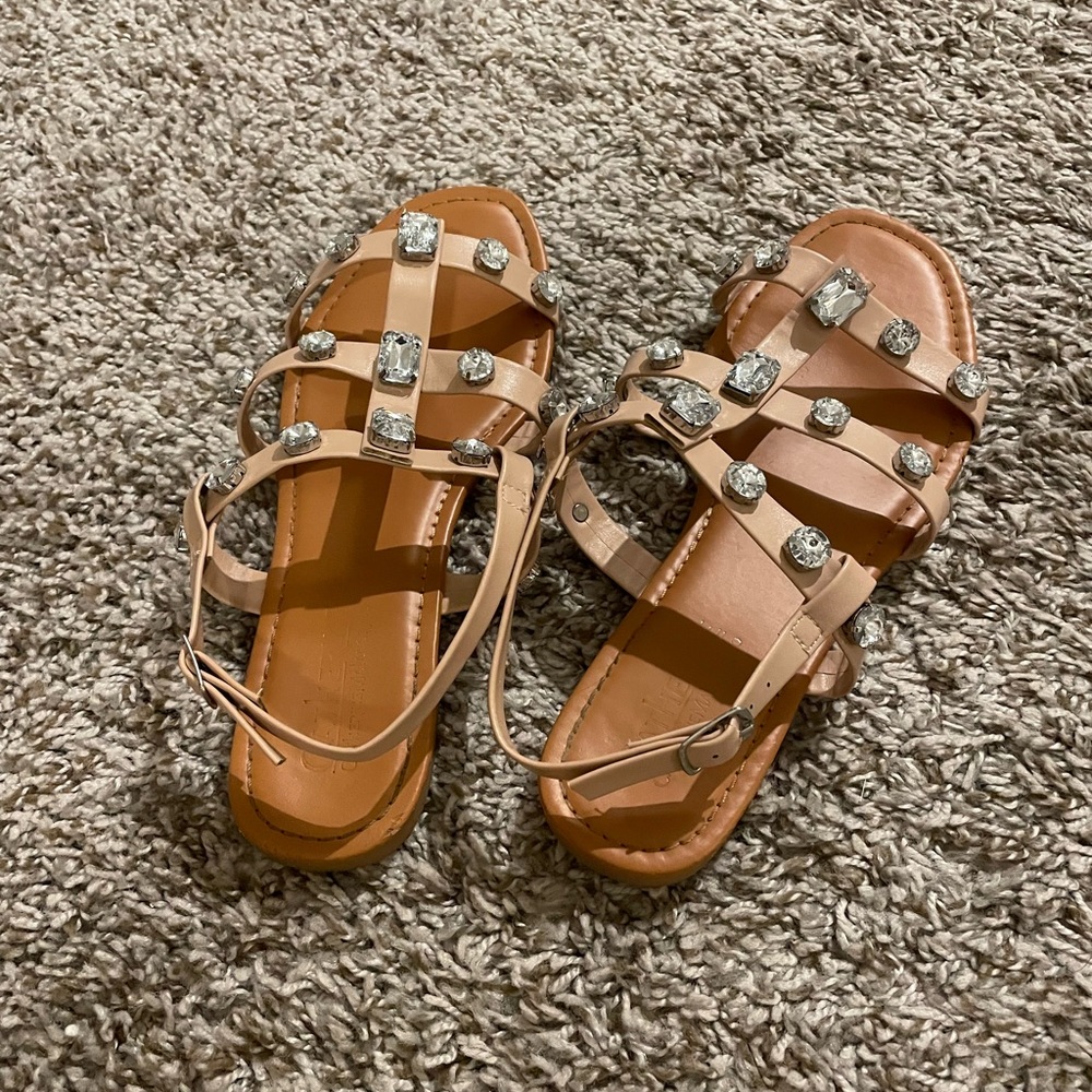 Tan, Rhinestone Sandals- bundle 4 for 20$